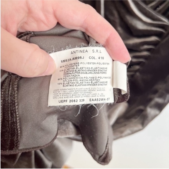 Armani Collezioni dress brown velvet ruched vintage designer fitted - Picture 7 of 8